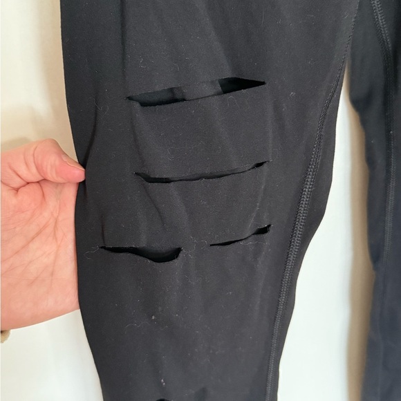 Black High-Waisted Ripped Leggings - Picture 2 of 4